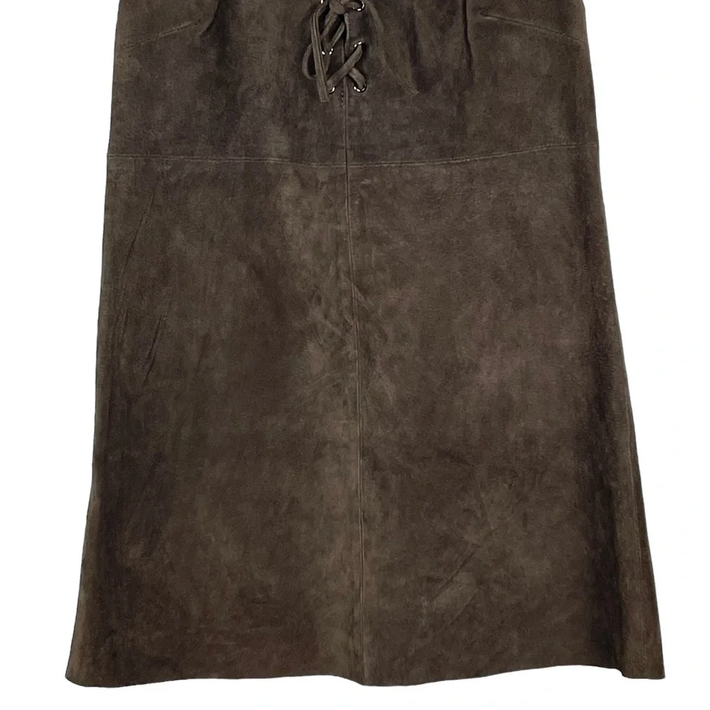 URBAN OUTFITTERS BROWN LEATHER SLEEVELESS LACE BUST RETRO 70'S MINI SHIFT DRESS